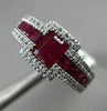 ESTATE WIDE 2.14CT DIAMOND & AAA RUBY 18K WHITE GOLD 3D SQUARE LOVE PROMISE RING