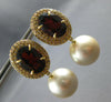 EXTRA LARGE 18CT DIAMOND & AAA GARNET & SOUTH SEA PEARL 18K YELLOW GOLD EARRINGS