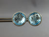 EXTRA LARGE 10.50CT DIAMOND & AAA BLUE TOPAZ 14KT WHITE GOLD HALO STUD EARRINGS