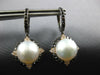1.64CT WHITE & BLACK DIAMOND & SOUTH SEA PEARL 18KT BLACK GOLD HANGING EARRINGS