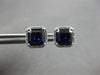 2.49CT DIAMOND & AAA SAPPHIRE 14KT WHITE GOLD EMERALD CUT & ROUND STUD EARRINGS