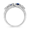 LARGE .90CT DIAMOND AAA SAPPHIRE 14KT WHITE GOLD PEAR SHAPE ROUND MULTI BAR RING