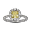 ESTATE 1.12CT WHITE & FANCY YELLOW DIAMOND 18KT TWO TONE GOLD 3D ENGAGEMENT RING