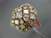 ESTATE LARGE 5.29CT WHITE & PINK DIAMOND 18KT 2 TONE GOLD 3D FLOWER CLUSTER RING