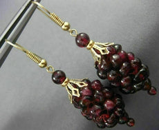 ANTIQUE AAA GARNET 14KT YELLOW GOLD CLASSIC GRAPE CLUSTER HANGING EARRINGS 22070