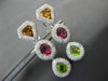 ESTATE WIDE 7.54CT DIAMOND & MULTI GEM 18KT WHITE GOLD CLIP ON HANGING EARRINGS