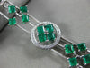 ESTATE WIDE 9.06CT DIAMOND & AAA EMERALD 18KT WHITE GOLD 3D HALO TENNIS BRACELET