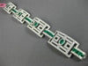 ESTATE WIDE 15.75CT DIAMOND & AAA EMERALD 18KT WHITE GOLD SQUARE TENNIS BRACELET