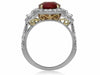 GIA CERTIFIED 5.18CT DIAMOND & AAA RUBY 18KT 2 TONE GOLD 3D HALO ENGAGEMENT RING