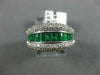 WIDE 1.60CT DIAMOND & AAA EMERALD 14KT WHITE GOLD 3D ROUND & BAGUETTE RING #2739