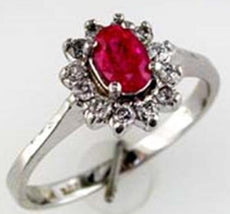 .90CT DIAMOND & AAA RUBY 14KT WHITE GOLD 3D OVAL & ROUND FLOWER STUD EARRINGS