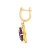 7.62CT DIAMOND & AAA AMETHYST 14KT YELLOW GOLD CUSHION & ROUND HANGING EARRINGS