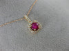 ESTATE .49CT ROUND DIAMOND & AAA RUBY 14KT ROSE GOLD 3D SQUARE FLOATING PENDANT