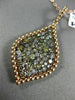 ESTATE EXTRA LARGE 2.20CT MULTI COLOR DIAMOND 18K ROSE GOLD 3D TEAR DROP PENDANT