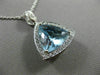 ESTATE LARGE 6.09CT DIAMOND & AQUAMARINE 14K WHITE GOLD 3D TRILLION HALO PENDANT