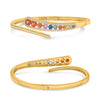 LARGE 2.87CT DIAMOND & AAA MULTI COLOR SAPPHIRE 14KT YELLOW GOLD BANGLE BRACELET