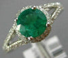 ESTATE 1.39CT DIAMOND & AAA COLOMBIAN EMERALD 14KT WHITE GOLD 3D ENGAGEMENT RING