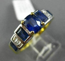 ESTATE 2.46CT DIAMOND & SAPPHIRE 18KT TWO TONE GOLD 3D FILIGREE ENGAGEMENT RING