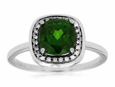 1.49CT DIAMOND & AAA RUSSALITE 14KT WHITE GOLD CUSHION HALO ENGAGEMENT RING