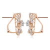 LARGE .95CT DIAMOND 14KT WHITE & ROSE GOLD FLOWER FUN CLIP ON HANGING EARRINGS