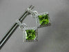 ESTATE 1.76CT DIAMOND & AAA PERIDOT 14KT WHITE GOLD 3D SQUARE HALO POST EARRINGS