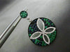 ESTATE LARGE 3.03CT DIAMOND SAPPHIRE & EMERALD 14KT WHITE GOLD FLOWER EARRINGS