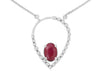 1.16CT DIAMOND & AAA RUBY 14K WHITE GOLD 3D OVAL & ROUND OPEN TEAR DROP NECKLACE