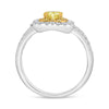 LARGE 1.23CT WHITE FANCY YELLOW DIAMOND 14K 2 TONE GOLD HEART & PEAR SHAPE RING