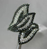 ESTATE LARGE 2.38CT ROUND DIAMOND 14KT WHITE & BLACK GOLD 3D MULTI LEAF FUN RING