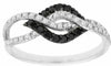 ESTATE .38CT WHITE & BLACK DIAMOND 14KT WHITE GOLD 3D INFINITY LOVE RING