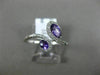 ESTATE WIDE .71CT DIAMOND & AAA OVAL AMETHYST 14KT WHITE GOLD 3D SNAKE LOVE RING