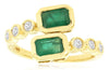 1.35CT DIAMOND & AAA EMERALD 14K YELLOW GOLD EMERALD CUT & ROUND BEZEL LOVE RING