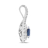 ESTATE 1.20CT DIAMOND & AAA OVAL SAPPHIRE 18K WHITE GOLD DOUBLE HALO PENDANT