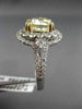 LARGE 5.20CT WHITE & FANCY YELLOW CUSHION DIAMOND 14K WHITE GOLD ENGAGEMENT RING