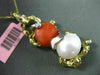 ESTATE LARGE .06CT DIAMOND CORAL PEARL 14K 2 TONE GOLD NUGGET FLOATING PENDANT