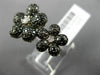ESTATE 3.86CT WHITE & BLACK DIAMOND 14KT WHITE GOLD 3D DOUBLE FLOWER LOVE RING