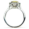 ESTATE WIDE 1.66CT WHITE & FANCY YELLOW DIAMOND 18KT 2 TONE GOLD ENGAGEMENT RING
