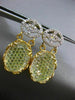 ESTATE LARGE 2.62CT DIAMOND & TOPAZ 18KT TWO TONE GOLD 3D OVAL FLOATING EARRINGS