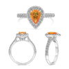 1.39CT DIAMOND & AAA ORANGE SAPPHIRE 14KT WHITE GOLD PEAR SHAPE ENGAGEMENT RING
