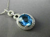 ESTATE 3.10CT DIAMOND & AAA BLUE TOPAZ 14K WHITE GOLD OVAL HALO FLOATING PENDANT