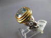 LARGE 3.2CT DIAMOND & AAA AQUAMARINE 14K 2 TONE GOLD CUSHION ROUND 3 STONE RING