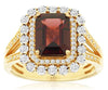 LARGE 2.83CT DIAMOND & AAA GARNET 14KT YELLOW GOLD EMERALD CUT ENGAGEMENT RING