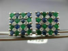LARGE 3.05CT DIAMOND & AAA SAPPHIRE & EMERALD 14KT WHITE GOLD 3D SQUARE EARRINGS