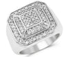 LARGE .96CT DIAMOND 14KT WHITE GOLD 3D SQUARE PYRAMID OCTAGON FUN MEN'S RING