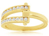ESTATE .38CT DIAMOND 14K YELLOW GOLD 3D ROUND CRISS CROSS LOVE KNOT CHANNEL RING