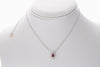 ESTATE .73CT DIAMOND & AAA RUBY 18K WHITE GOLD 3D TEAR DROP DOUBLE HALO NECKLACE