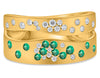 WIDE .49CT DIAMOND & AAA EMERALD 14KT YELLOW GOLD 3D DOUBLE BAND ETOILE FUN RING