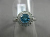 ESTATE WIDE 1.27CT DIAMOND & AAA BLUE TOPAZ 14KT WHITE GOLD HALO ENGAGEMENT RING
