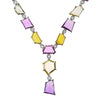 LARGE 55.24CT DIAMOND & AAA MULTI COLOR SAPPHIRE 18KT WHITE GOLD LARIAT NECKLACE