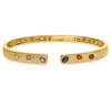 1.55CT DIAMOND & AAA MULTI COLOR SAPPHIRE 14K YELLOW GOLD ETOILE BANGLE BRACELET